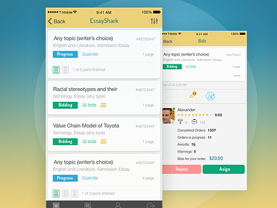 Essay App Design for iOS app design essay ios mobile order profile sketch