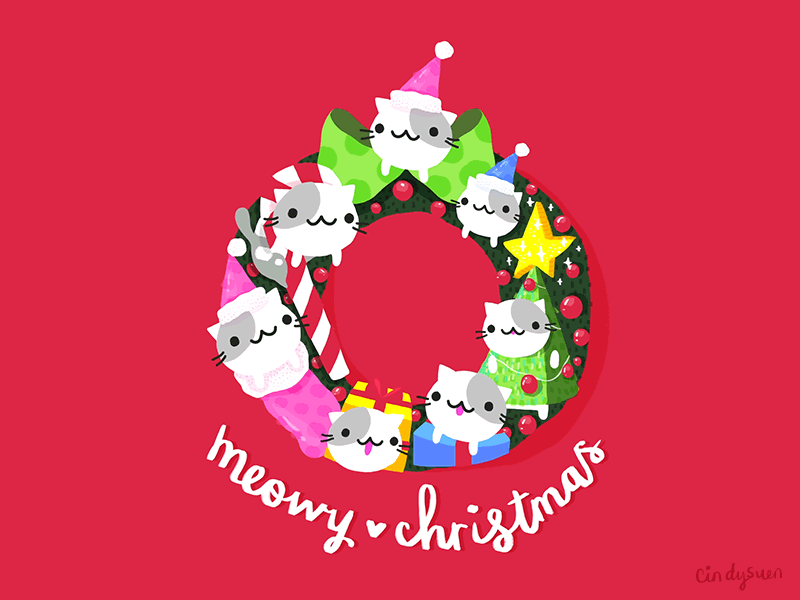 GIF: Meowy Christmas!! cat christmas gif meowy christmas red reef stocking tree