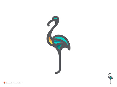 Flamingo In Green aniamal bird flamingo green identity logo mark symbol