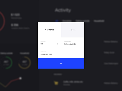 Form app budget dashboard expense finance form graph input money pop popup ui