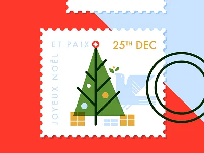 Merry Christmas y'all! christmas christmastree dove flatdesign stamp xmas