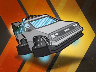 Back the Future Flying DeLorean automobile back to the future cab car delorean dmc flying gold movie red texture yellow