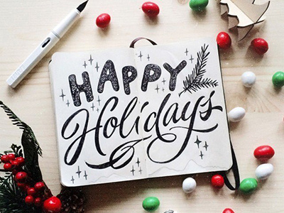 sketch Happy Holidays art hand lettering logo print sketch type