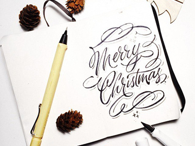 sketch Merry Cristmas art hand lettering logo print sketch type