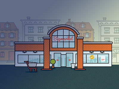 City Icons - market building city ecommerce flat house icon illustrations market shop supermarket