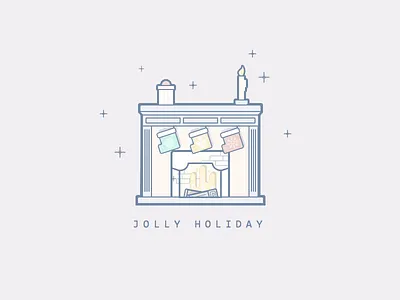 Jolly Holidays christmas fire fireplace flat holiday icon illustration monochrome outline present
