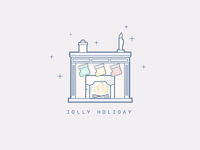 Jolly Holidays christmas fire fireplace flat holiday icon illustration monochrome outline present