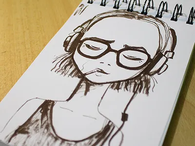 Metropolitano Girl bitácora cigarre dibujo face girl glasses headphones portrait