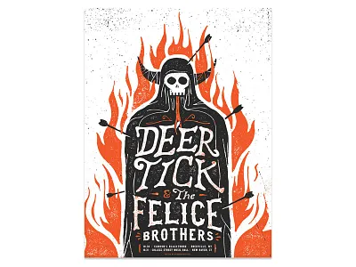 Deer Tick & The Felice Brothers connecticut deer tick gig poster graphic design halloween illustration new york screen print the felice brothers
