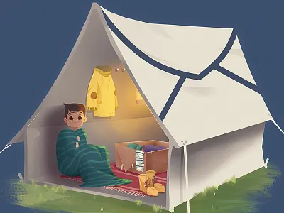 Camping art artwork boy camp camping character character design digital art illustration