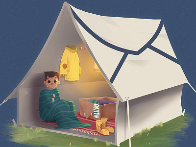 Camping art artwork boy camp camping character character design digital art illustration