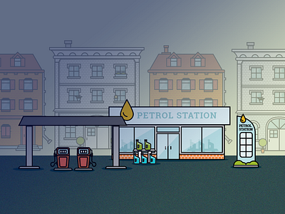 City Icons - Petrol station building city flat fuel house icon illustrations petrol shop station transport