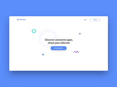 Referable - Above the fold idea apps clean fun landing page modern refer shapes simple ui ux website