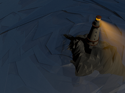 Lighthouse 3d illustration lighthouse low poly night