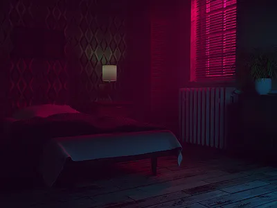 Insomnia arnold bedroom light lighting maya motel neon pink