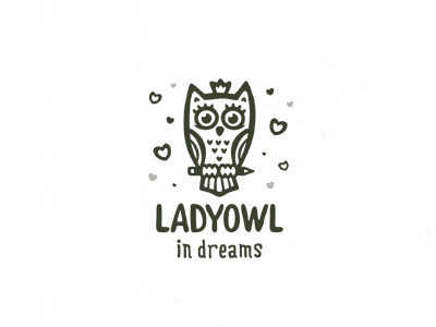 Ladyowl art bird crown cute designer dreams fun funny illustration logo logotype owl