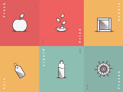 Foodly Collection Icons apple bottle box ecommerce food fruit icon illustration sale snowflake tag vector
