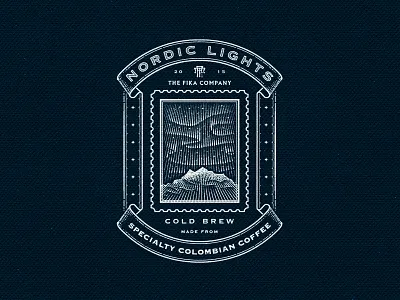 Northern Lights coffee cold brew etching lettering monochrome monogram northern lights packaging vintage