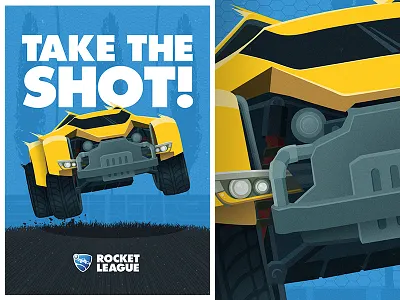 Rocket League - Poster car gaming league poster rocket shot take the