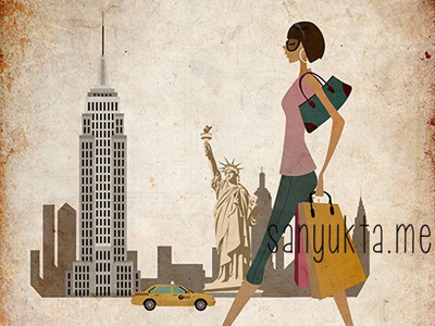 Newyork Poster cab cityscape fashion girl illustration liberty newyork poster statue