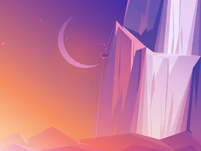 Climber accomplishment climber colors concept dawn man moonlight mountain night success sunrise vector
