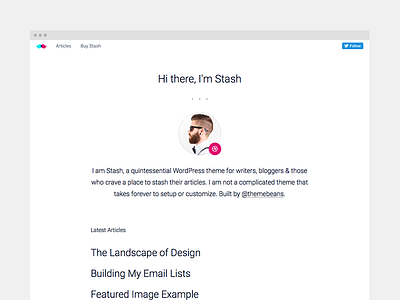 Stash blog freelance freelancer minimal newsletter personal blog simple theme wordpress