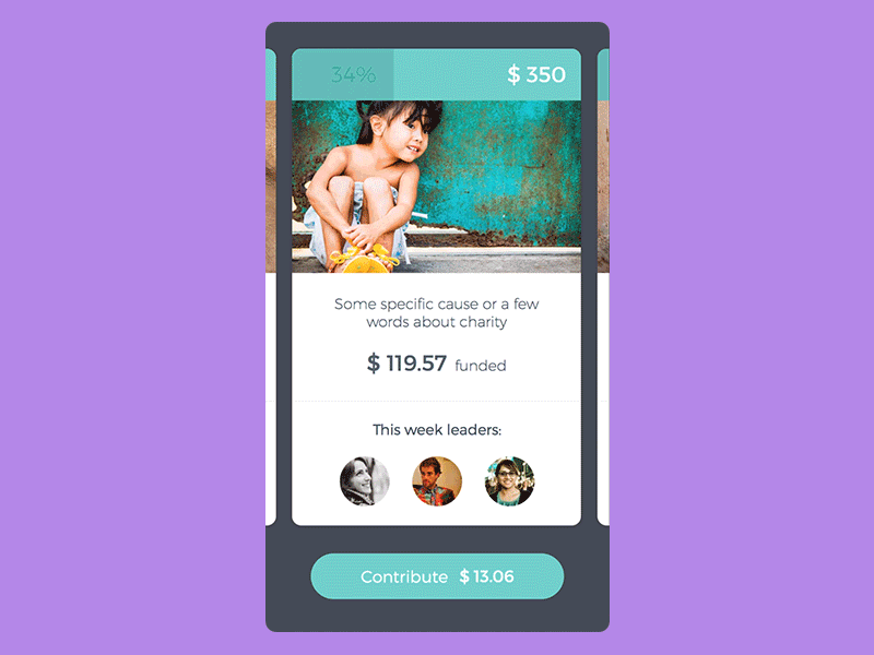Donating Process Interaction animation app cards charity interaction interface ios iphone principle prototype ui ux