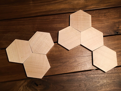 Hex Coasters magnet maple walnut wood