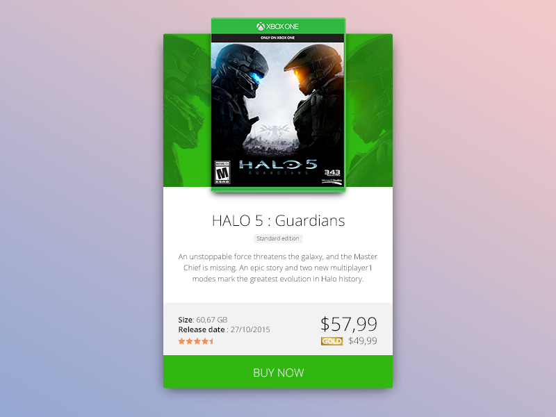 Xbox One Halo Game Card card console design halo master chief microsoft ui video video game web web design xbox