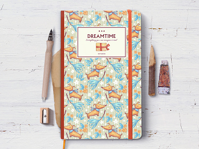 Dream Time. Notebook animals background cartoon character dog dream illustration love notebook pettern