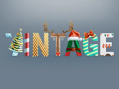 Christmas card christmas deer icon illustration studio vintage typography