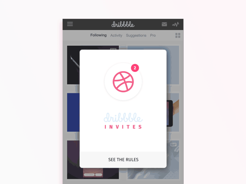 (CLOSED) 2x invites on Dribbble animation contest dribbble invite invites onboarding principle prototype sketch3