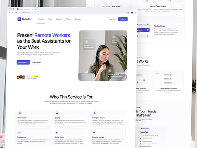 Remotin - Remote Worker Service Provider Landing Page branding budget saving clean design design designers global remote worker landing page light mode design programmer remote remote worker services providers typography ui ui design ui ux design ux website website design worker