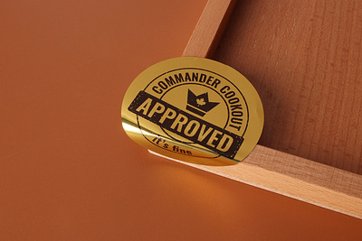 Commander Cookout Approved Gold Vinyl Stickers Ontario artwork brand brand indentity branding branding solution business branding custom stickers design gold stickers labels logo logo design packaging ideas printing product labels small business sticker printing stickers vinyl stickers