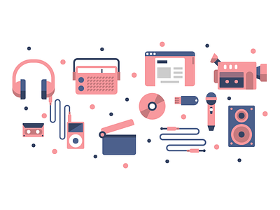 Media audio fancy film flat illustration illustrator media miguelcm music usb video