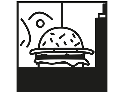 Eyes on the prize black burger comic design food graphic illustration line white