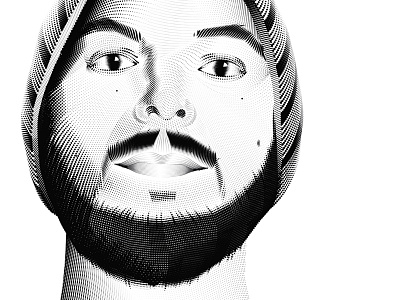 ZR Portrait Detail 2 beard busque detail dots electronic engraving face illustration mustache portrait