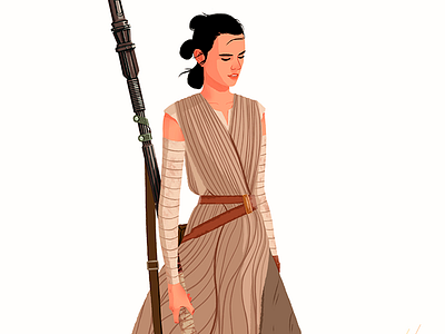 Rey beauty character digital art drawing girl illustration star wars