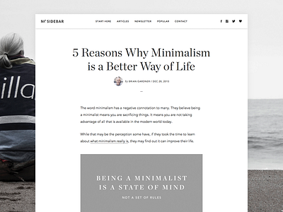 No Sidebar genesis framework minimalism simple living