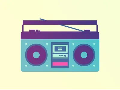 Bugged out boombox art blue clean design flat icon illustration logo vector