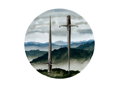 II of Swords Version Two cards deck edit swords tarot version watercolor