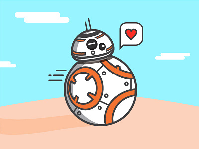 Hey bb bb 8 bb8 droid heart illustration love star wars vector