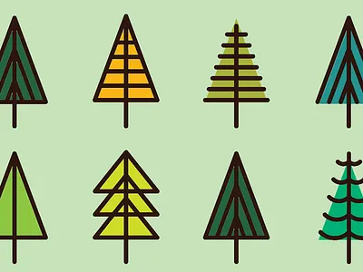 Happy L'il Trees. forest lines outlines shapes thick lines trees triangles woods