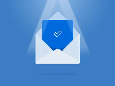 Thou hath submitted successfully! blue check mark envelope icon illustration submission submit