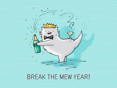 Break The Mew Year! animals bowties cats celebration champagne drawing drinks holiday illustration kardashian meow nye