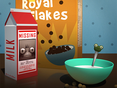 Missing Toad 3d box breakfast cereal game illustration milk missing mobile game photoshop runaway toad toad