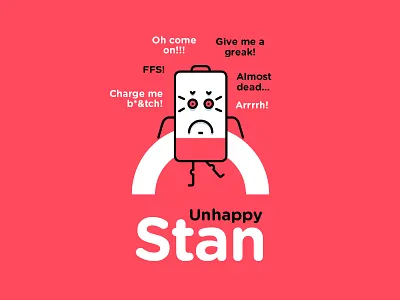 Unhappy Stan apple battery character color icon icons illustration line stroke