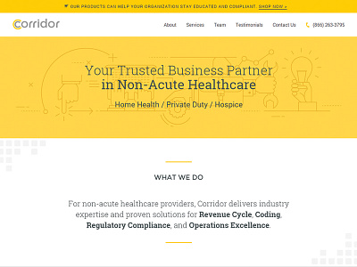 Corridor healthcare hero area homepage monoweight illustration