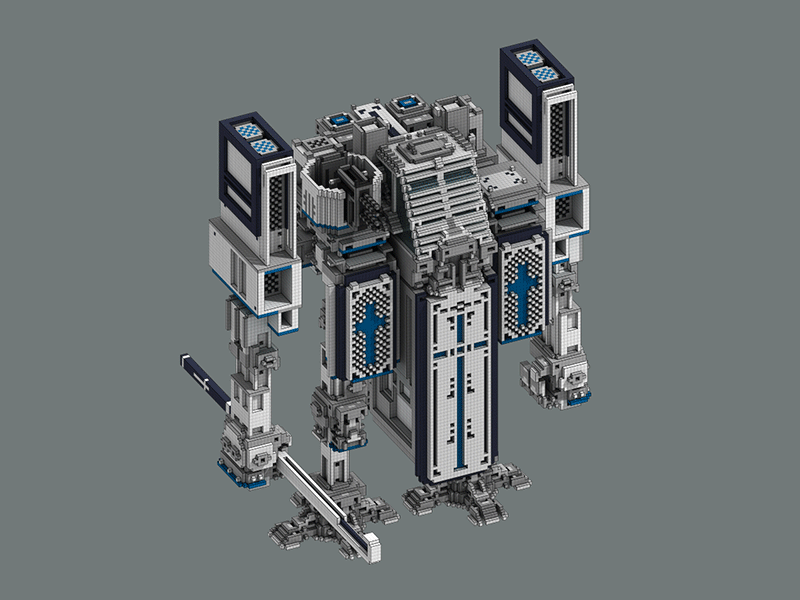 Crosspasser (Animation) 3d animation gif isometric mecha pixel robot voxel