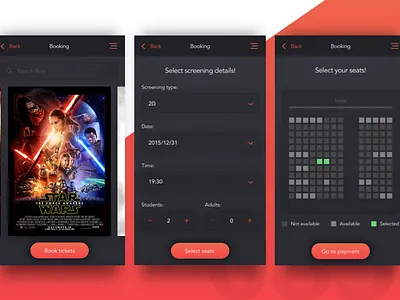 Day 85 - Cinema Application 100 day challenge booking challenge cinema dailyui design movie starwars ui user interface ux